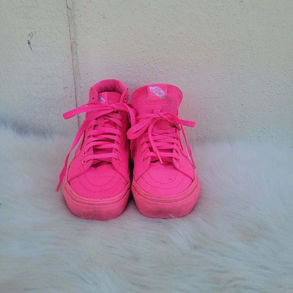 Vans mono bright pink Canvas skate high top sneakers  Wmns Sz 6.5 Mens Sz 5